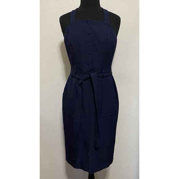 Adelyn Rae SunDress Womens M Medium Navy Cross Back Classic Tailored Fit Dress - Picture 2 of 16